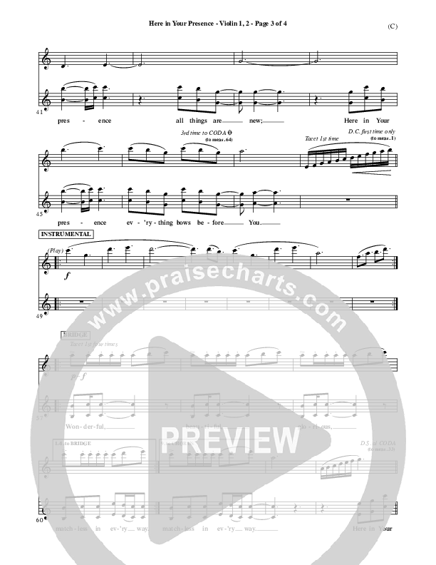 Here In Your Presence Violin 1/2 (Jon Egan)