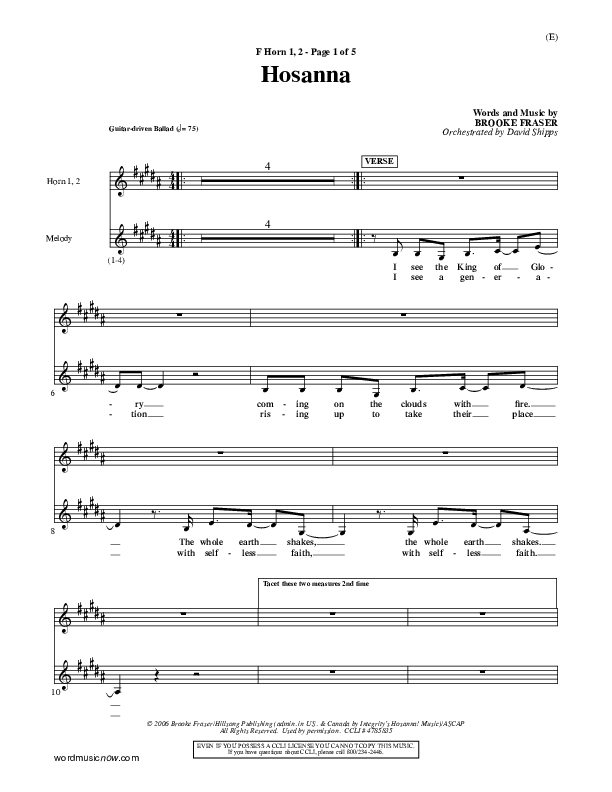 Hosanna French Horn (Brooke Fraser)