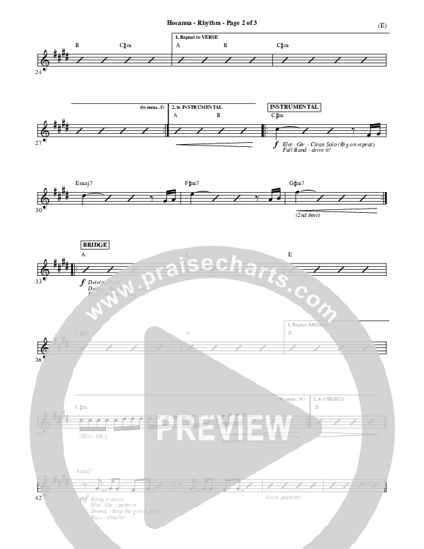 Hosanna Rhythm Chart (Brooke Fraser)