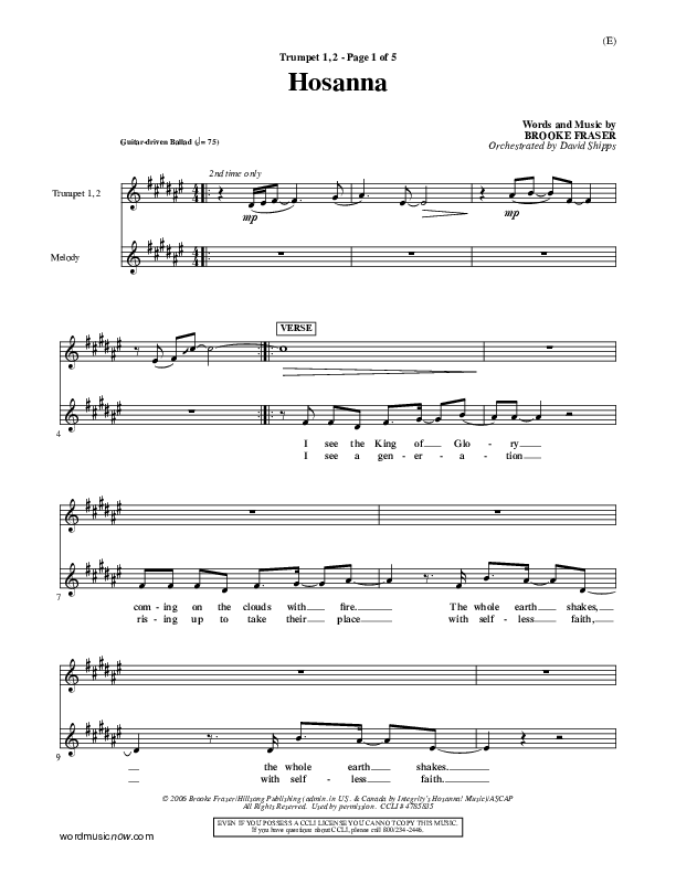 Hosanna Trumpet 1,2 (Brooke Fraser)