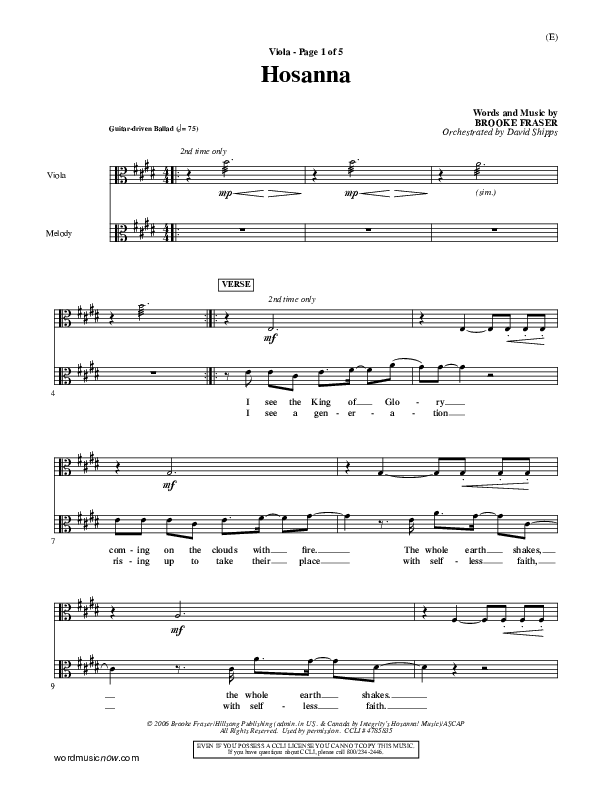 Hosanna Viola (Brooke Fraser)