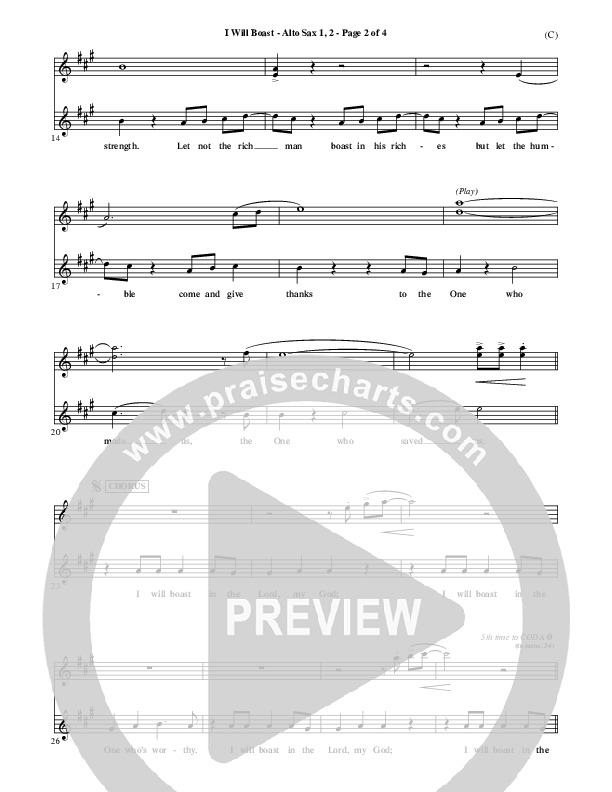 I Will Boast Alto Sax 1/2 (Paul Baloche)