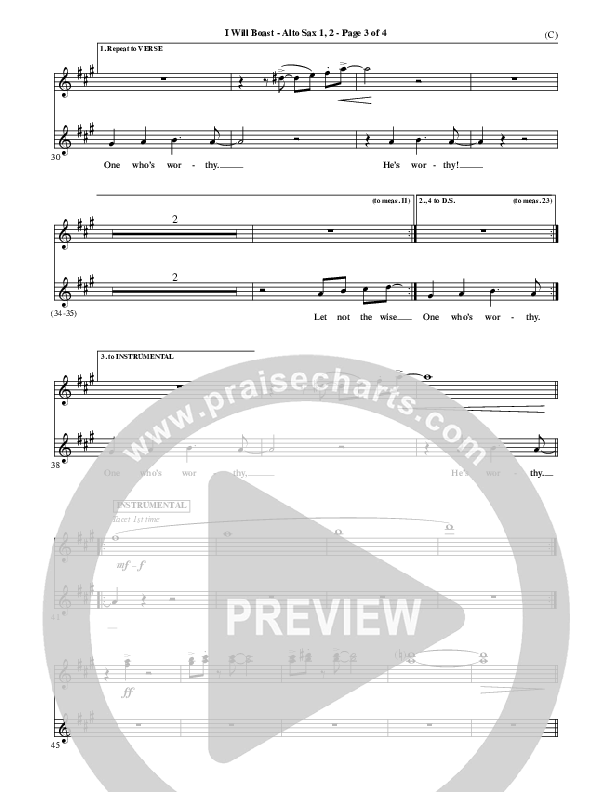 I Will Boast Alto Sax 1/2 (Paul Baloche)