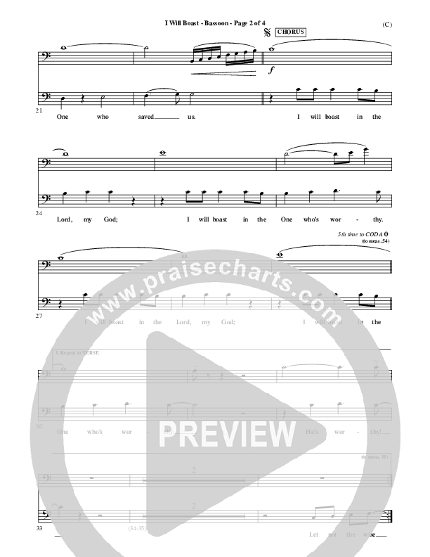 I Will Boast Bassoon (Paul Baloche)