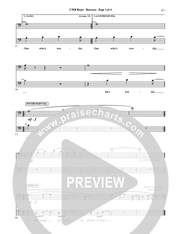 I Will Boast Bassoon (Paul Baloche)