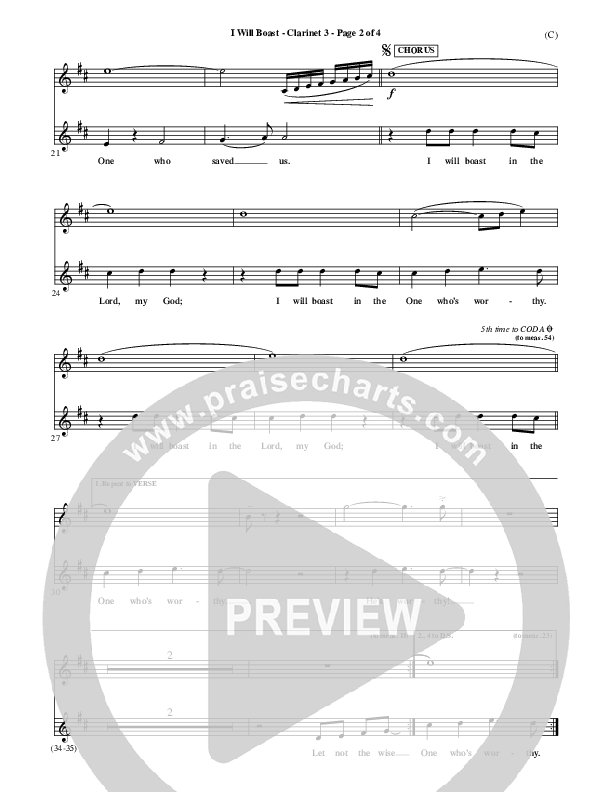 I Will Boast Clarinet 3 (Paul Baloche)