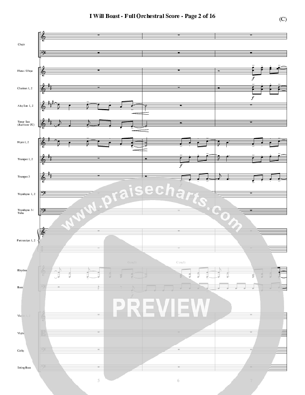I Will Boast Conductor's Score (Paul Baloche)