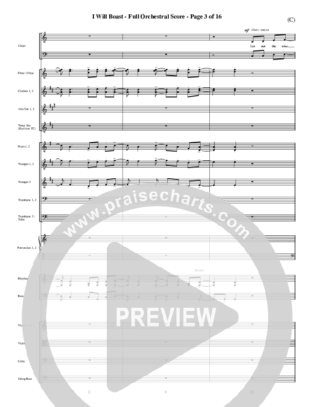 I Will Boast Conductor's Score (Paul Baloche)