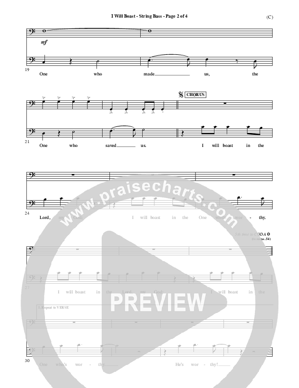 I Will Boast Double Bass (Paul Baloche)