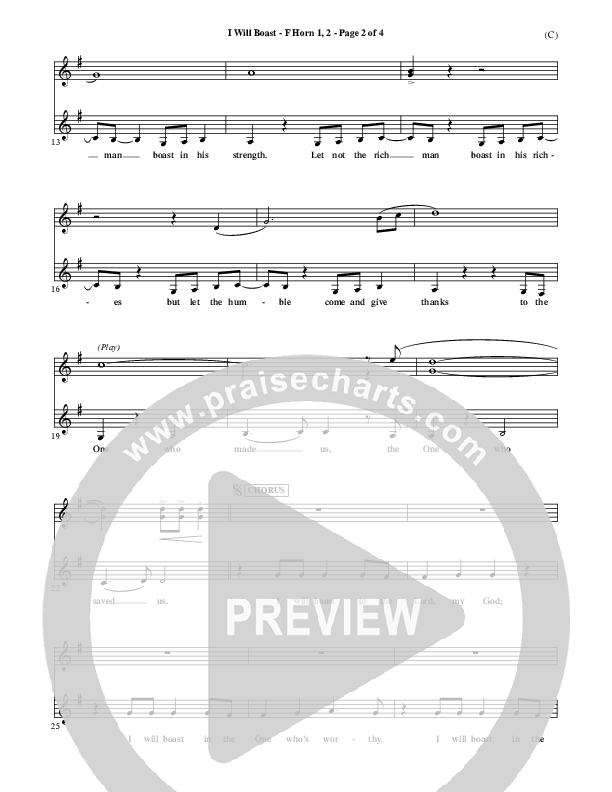 I Will Boast French Horn 1/2 (Paul Baloche)