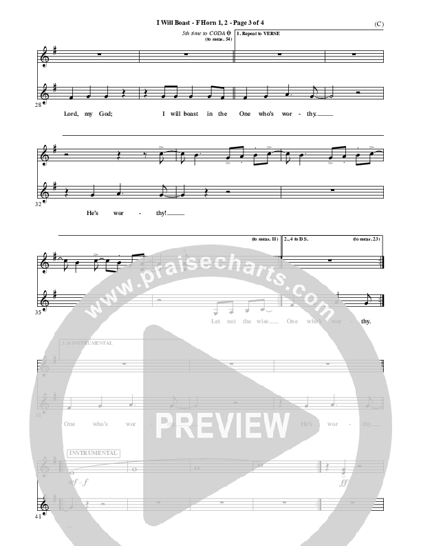 I Will Boast French Horn 1/2 (Paul Baloche)