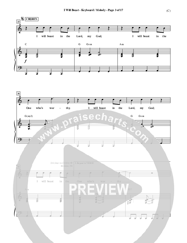 I Will Boast Piano/Vocal (Paul Baloche)