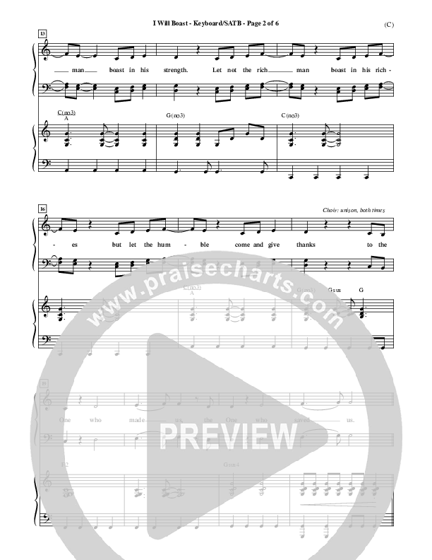 I Will Boast Piano/Vocal Pack (Paul Baloche)