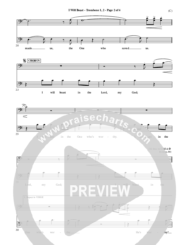 I Will Boast Trombone 1/2 (Paul Baloche)