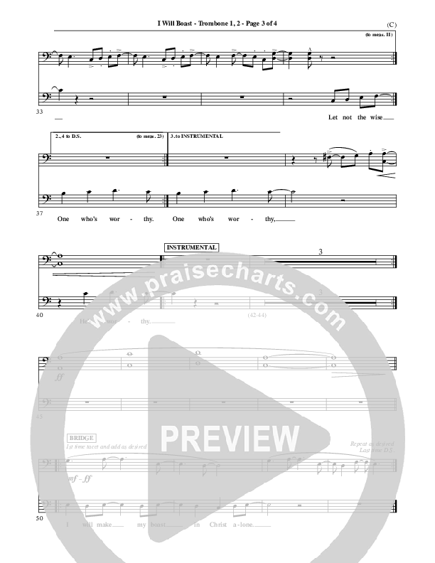 I Will Boast Trombone 1/2 (Paul Baloche)