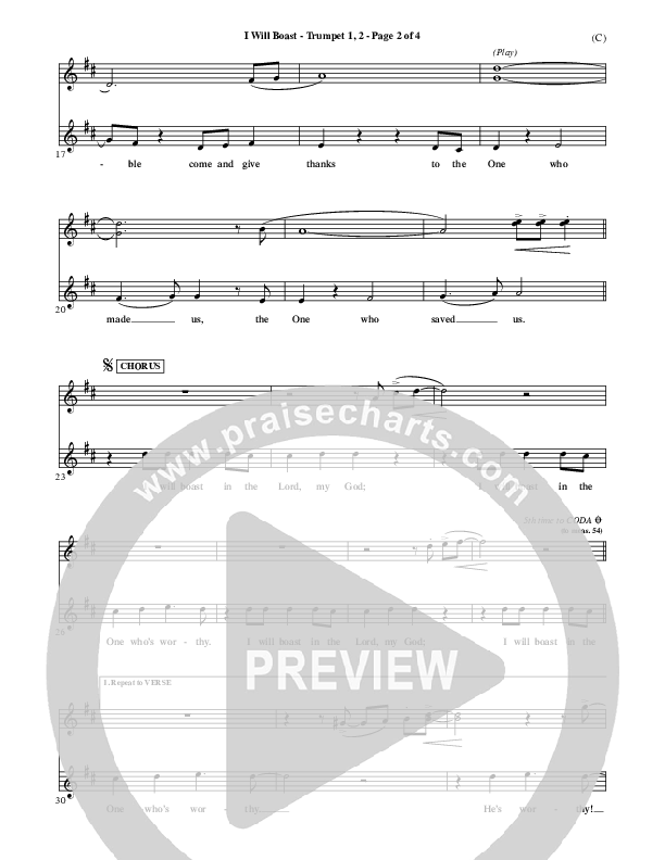 I Will Boast Trumpet 1,2 (Paul Baloche)