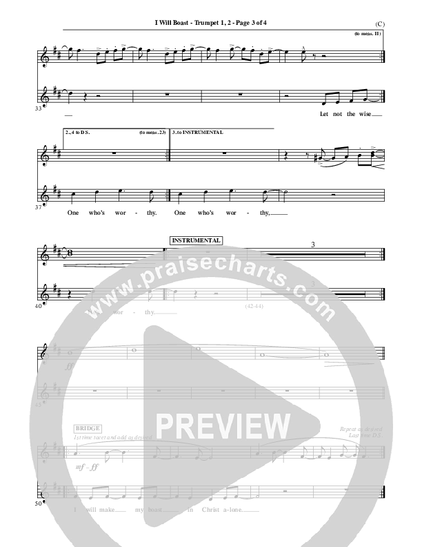 I Will Boast Trumpet 1,2 (Paul Baloche)