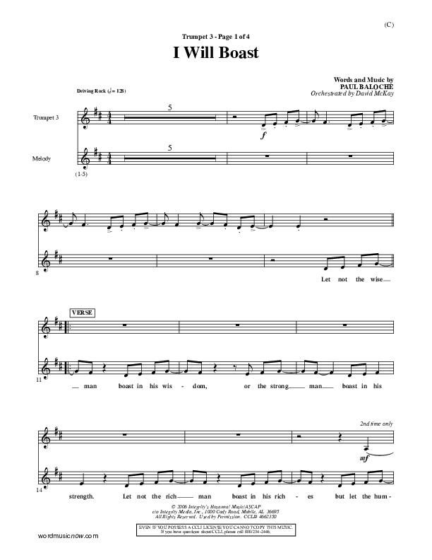 I Will Boast Trumpet 3 (Paul Baloche)