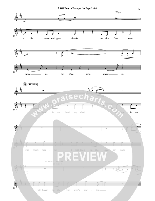 I Will Boast Trumpet 3 (Paul Baloche)