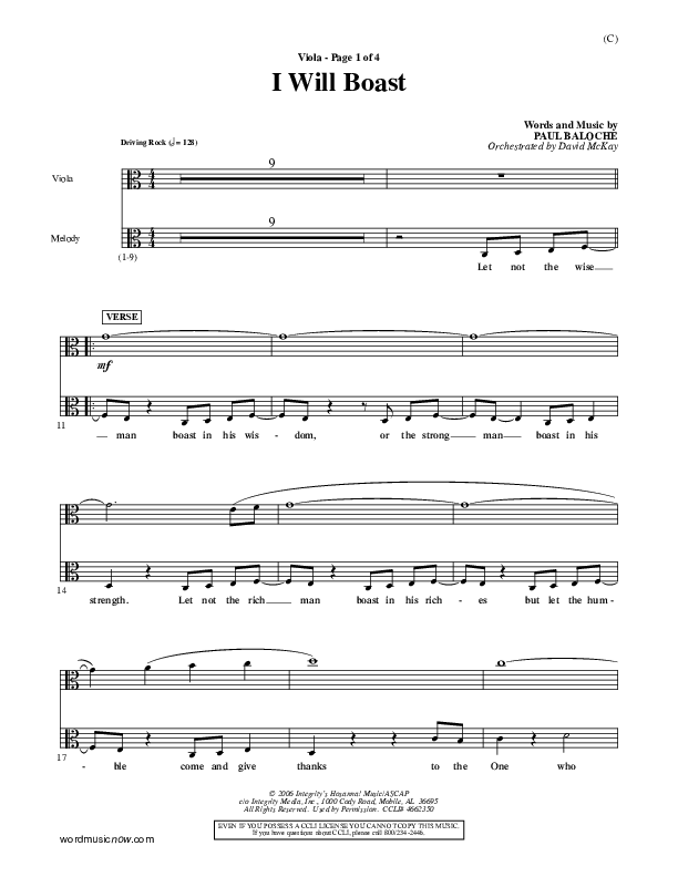 I Will Boast Viola (Paul Baloche)