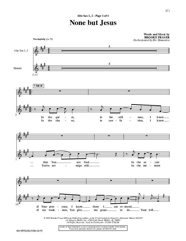 None But Jesus Alto Sax 1/2 (Brooke Fraser)