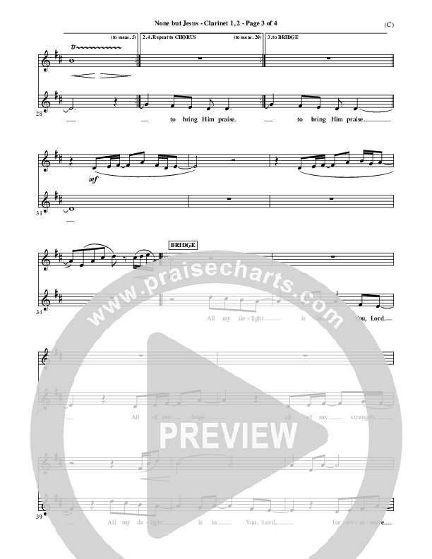 None But Jesus Clarinet 1/2 (Brooke Fraser)