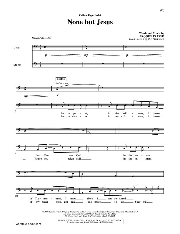 None But Jesus Contrabass (Brooke Fraser)