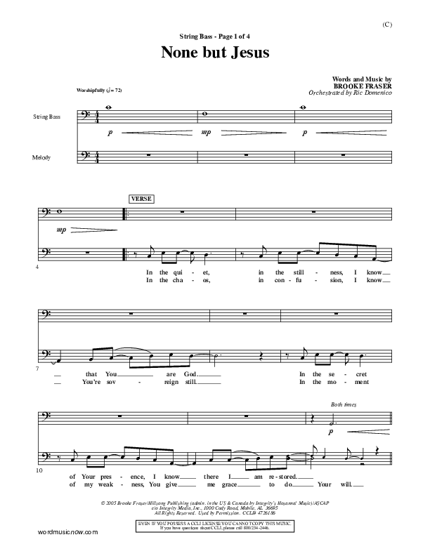 None But Jesus Double Bass (Brooke Fraser)