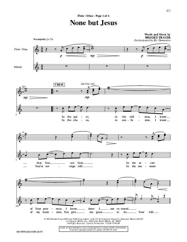 None But Jesus Flute/Oboe (Brooke Fraser)
