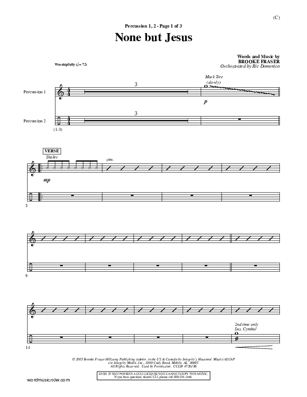 None But Jesus Percussion 1/2 (Brooke Fraser)
