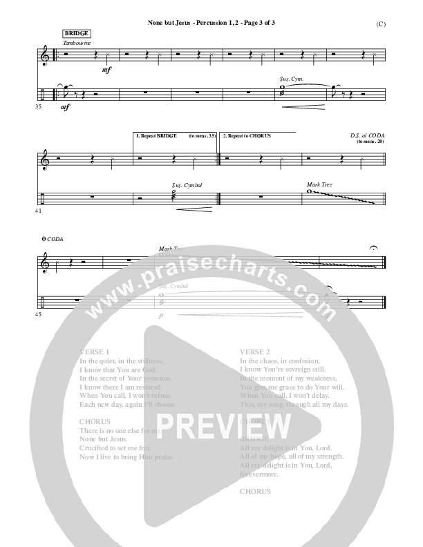 None But Jesus Percussion 1/2 (Brooke Fraser)