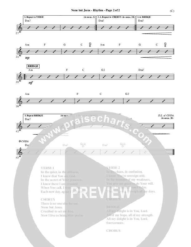 None But Jesus Rhythm Chart (Brooke Fraser)