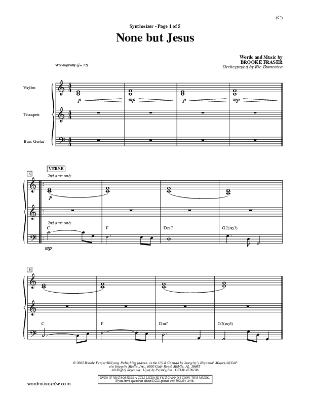 None But Jesus Synth (Brooke Fraser)