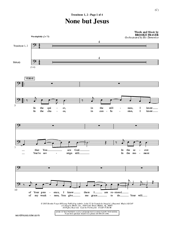 None But Jesus Trombone 1/2 (Brooke Fraser)