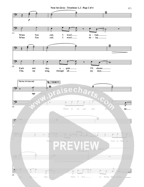 None But Jesus Trombone 1/2 (Brooke Fraser)