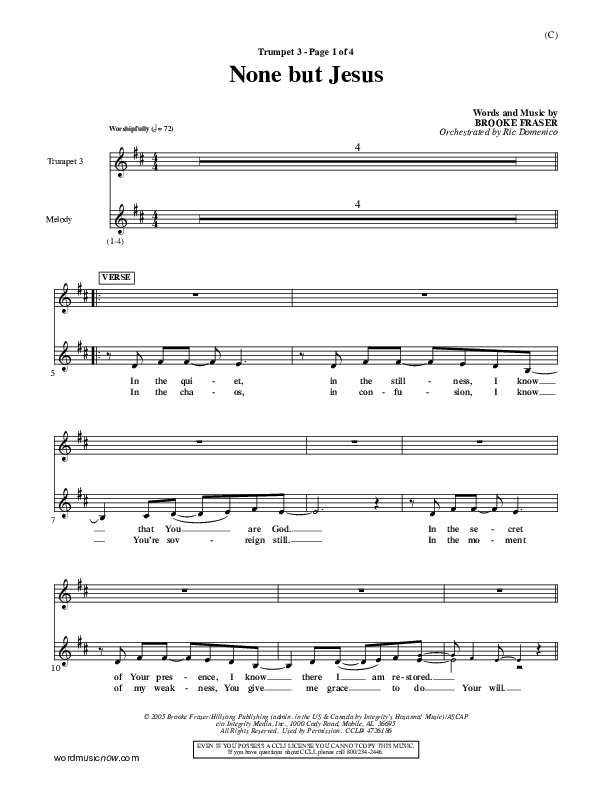 None But Jesus Trumpet 3 (Brooke Fraser)