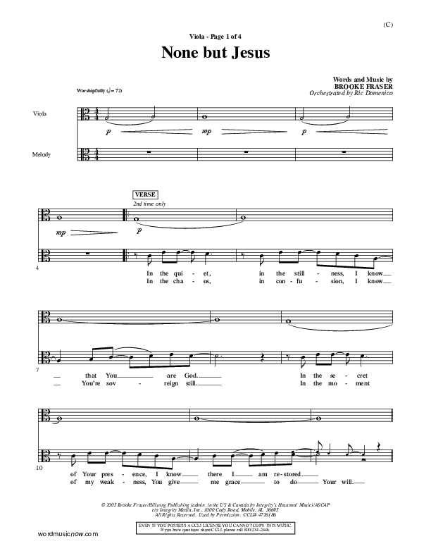 None But Jesus Viola (Brooke Fraser)