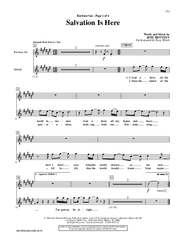 Salvation Is Here Bari Sax (Joel Houston)