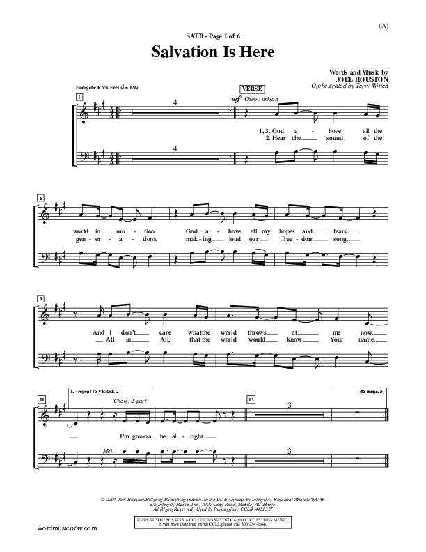 Salvation Is Here Choir Vocals (SATB) (Joel Houston)