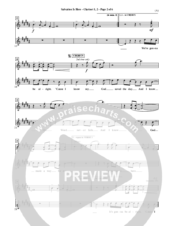 Salvation Is Here Clarinet 1/2 (Joel Houston)