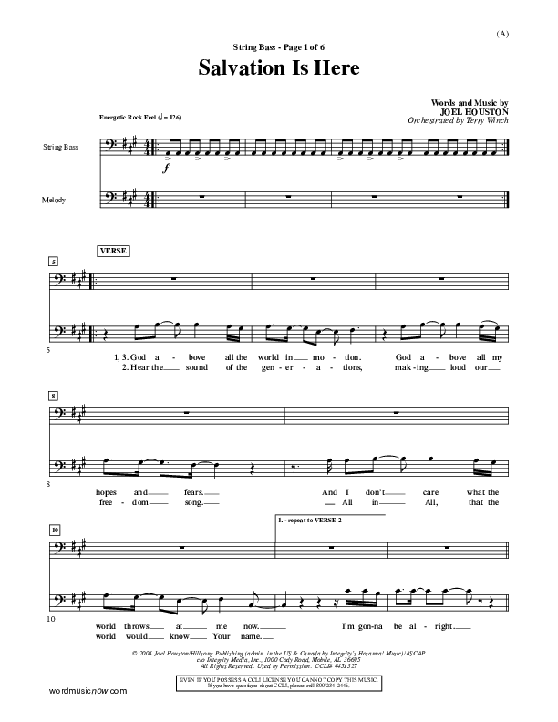 Salvation Is Here Double Bass (Joel Houston)