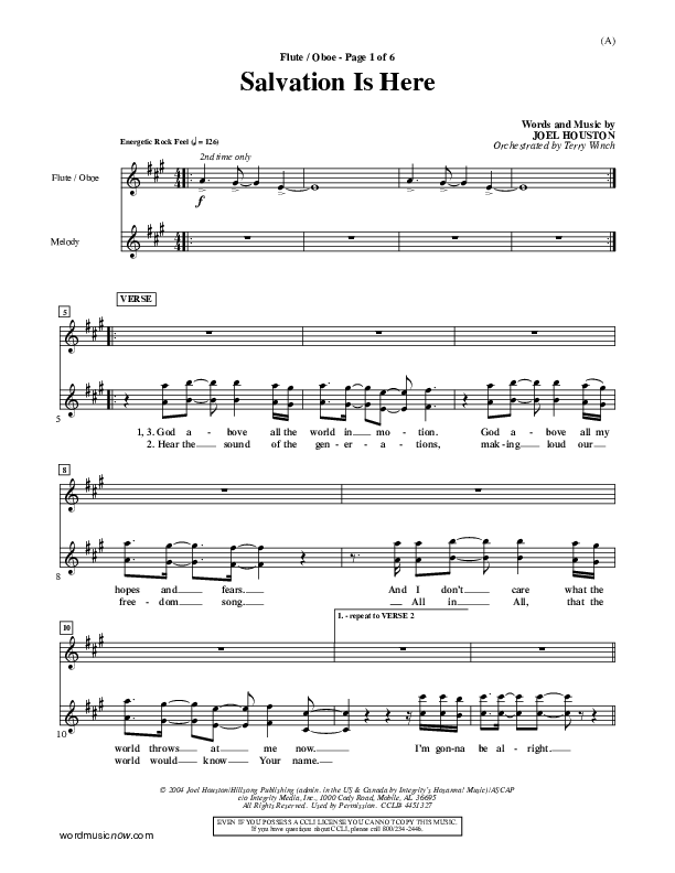 Salvation Is Here Flute/Oboe (Joel Houston)