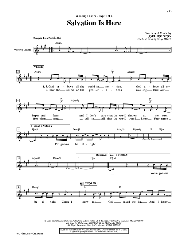 Salvation Is Here Lead Sheet (Joel Houston)