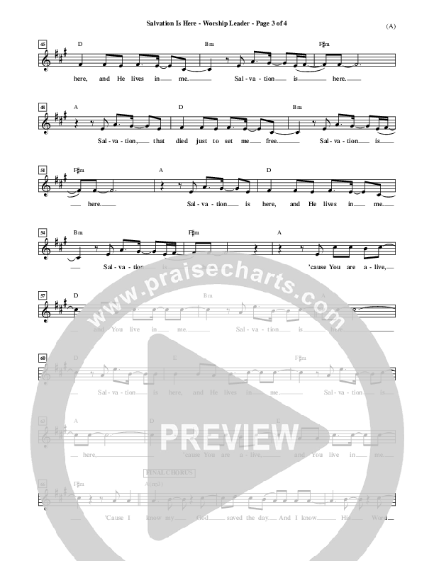 Salvation Is Here Lead Sheet (Joel Houston)
