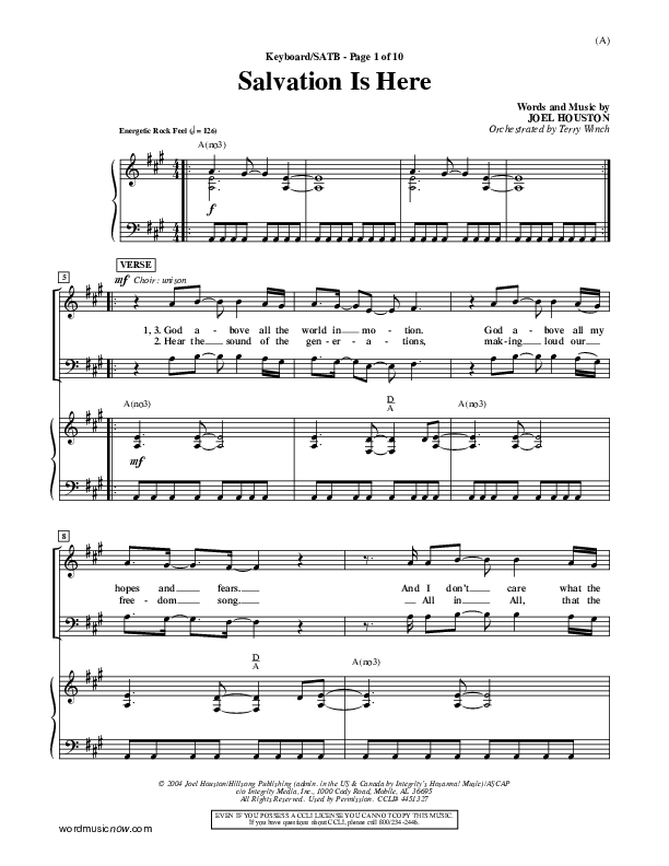 Salvation Is Here Piano/Vocal (SATB) (Joel Houston)