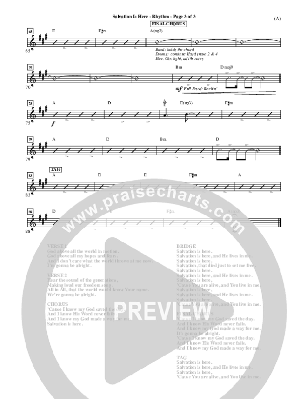 Salvation Is Here Rhythm Chart (Joel Houston)