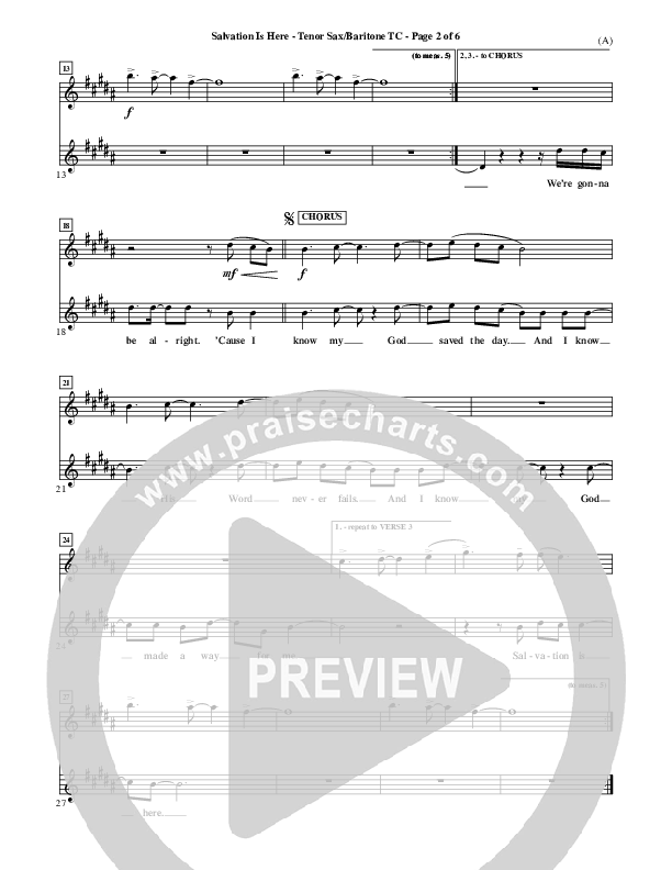 Salvation Is Here Tenor Sax/Baritone T.C. (Joel Houston)