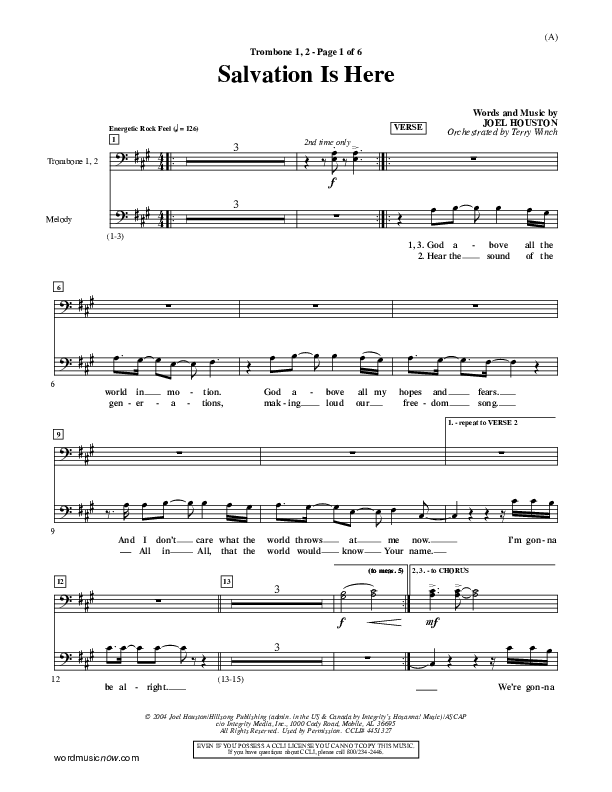 Salvation Is Here Trombone 1/2 (Joel Houston)