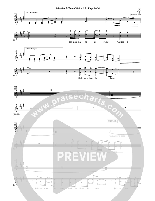 Salvation Is Here Violin 1/2 (Joel Houston)