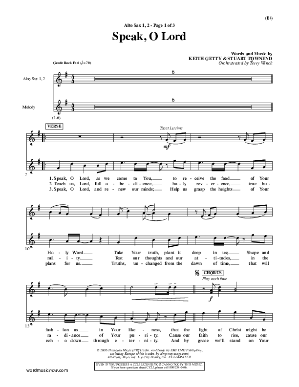 Speak O Lord Alto Sax 1/2 (Stuart Townend)